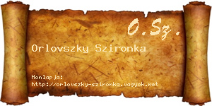 Orlovszky Szironka névjegykártya